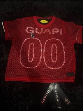 Red Kids Mesh Jersey Top with 00 Graphic